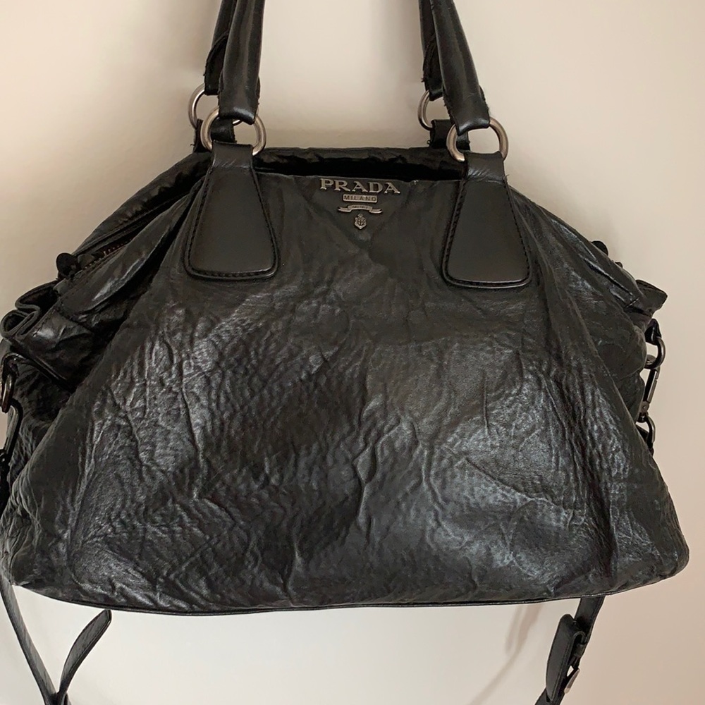 Prada Crinkled Nappa black leather bag